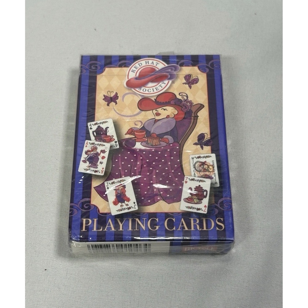 Red Hat Society Playing Cards Bicycle Brand Sealed Deck Purple Striped 1046-R-6
